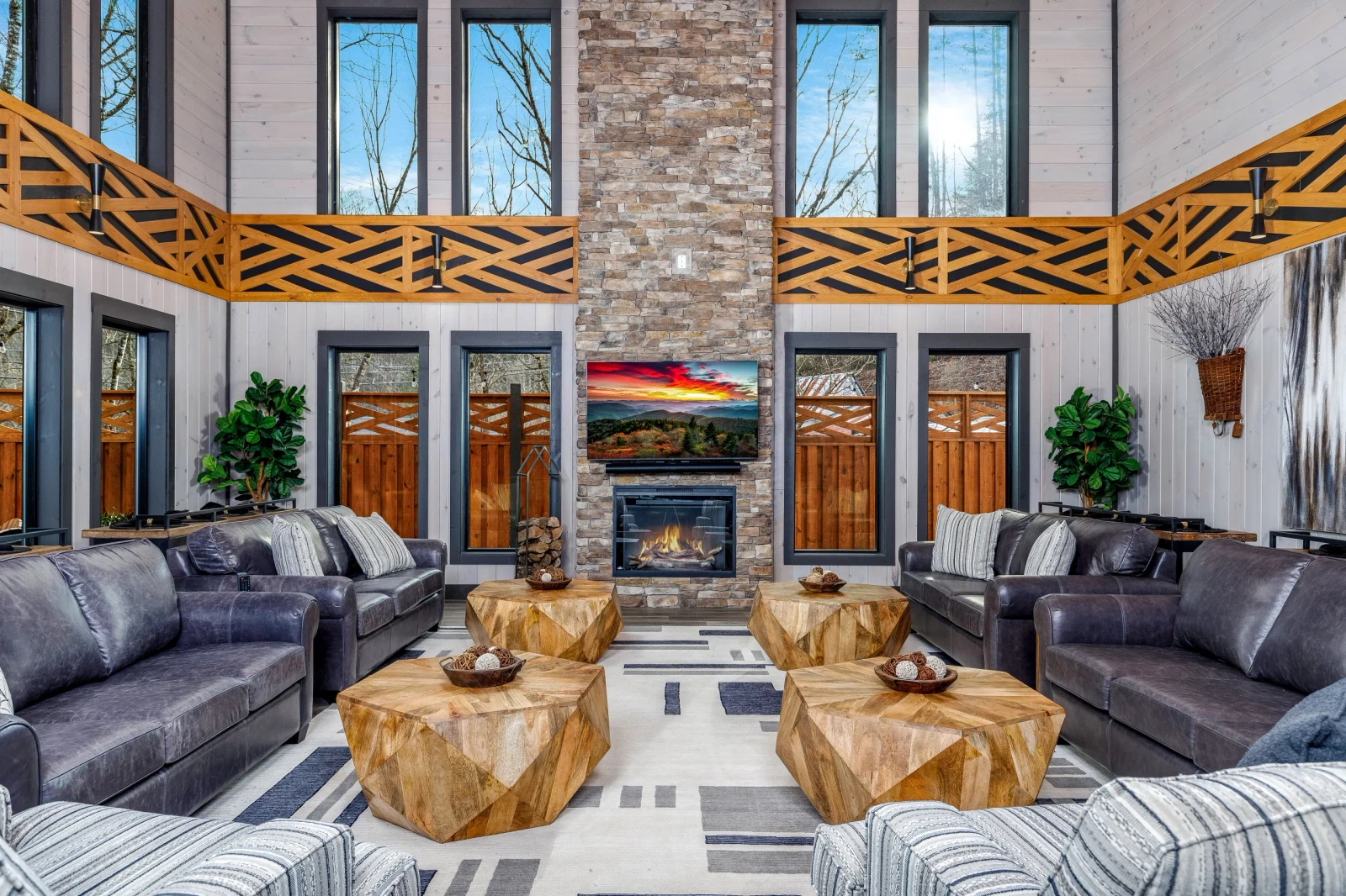 Gatlinburg cabin with stone fireplace